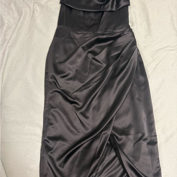 Bardot Dresses & Skirts - Bardot Strapless Black Satin Dress
